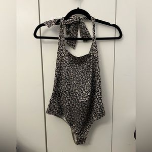 70s halter floral free people bodysuit size L (fits M-XL)